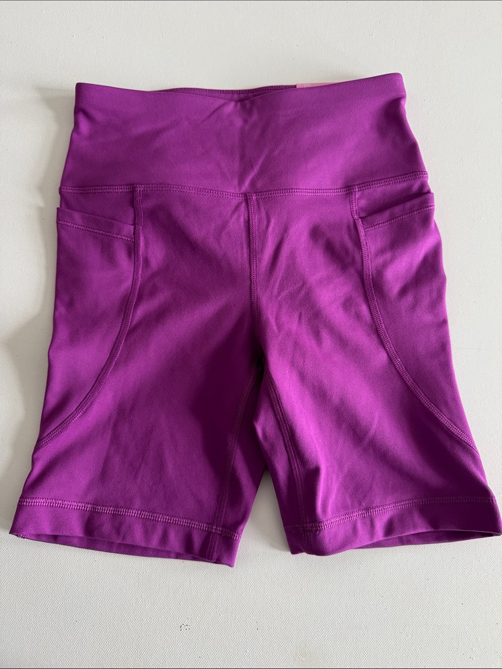 Athletic Works Purple High-Rise Bike Shorts with Side Pockets